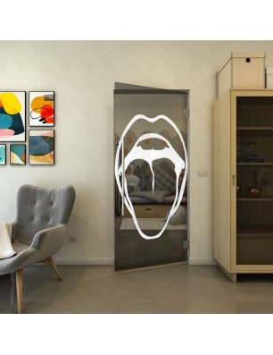 Pendeltür - Fineprint Model 111 Weiss auf Grauglas
