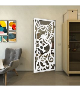 Pendeltür - Fineprint Model 112 Weiss auf Grauglas