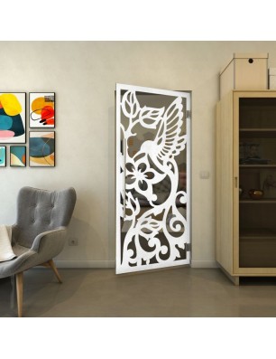 Pendeltür - Fineprint Model 112 Weiss auf Grauglas