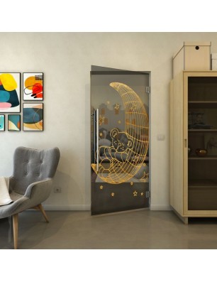 Pendeltür - Fineprint Model 113 Gold auf Grauglas