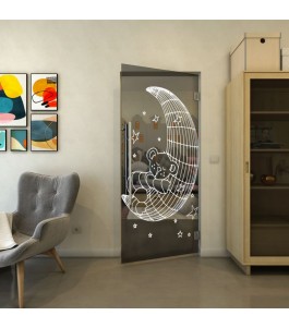 Pendeltür - Fineprint Model 113 Weiss auf Grauglas