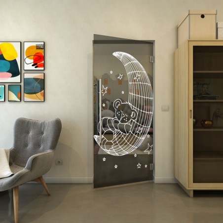 Pendeltür - Fineprint Model 113 Weiss auf Grauglas