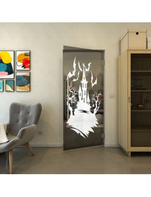 Pendeltür - Fineprint Model 114 Weiss auf Grauglas