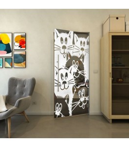 Pendeltür - Fineprint Model 115 Weiss auf Grauglas