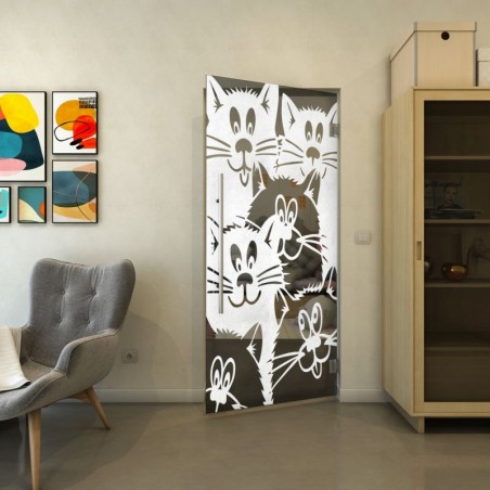 Pendeltür - Fineprint Model 115 Weiss auf Grauglas