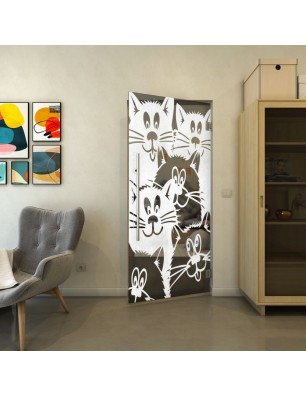 Pendeltür - Fineprint Model 115 Weiss auf Grauglas