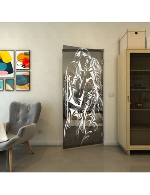 Pendeltür - Fineprint Model 116 Weiss auf Grauglas
