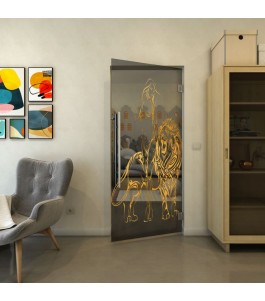 Pendeltür - Fineprint Model 117 Gold auf Grauglas