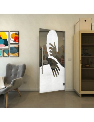 Pendeltür - Fineprint Model 124 Weiss auf Grauglas