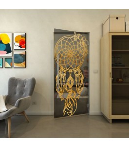 Pendeltür - Fineprint Model 125 Gold auf Grauglas