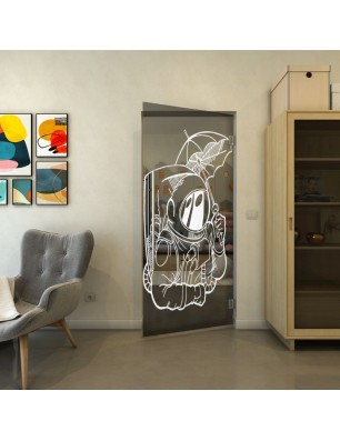 Pendeltür - Fineprint Model 126 Weiss auf Grauglas