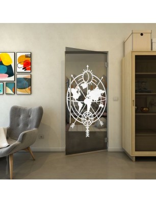 Pendeltür - Fineprint Model 127 Weiss auf Grauglas