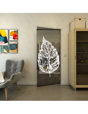 Pendeltür - Fineprint Model 130 Weiss auf Grauglas