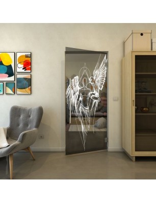 Pendeltür - Fineprint Model 131 Weiss auf Grauglas