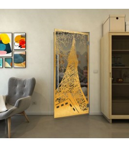 Pendeltür - Fineprint Model 132 Gold auf Grauglas