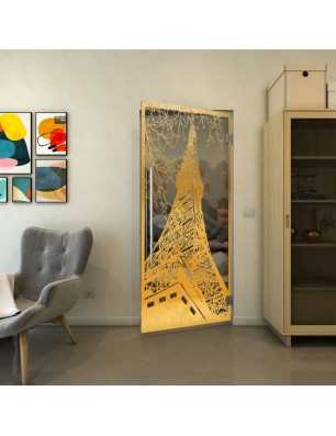 Pendeltür - Fineprint Model 132 Gold auf Grauglas