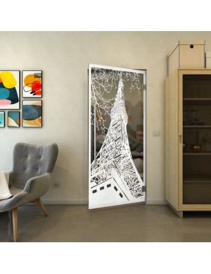 Pendeltür - Fineprint Model 132 Weiss auf Grauglas