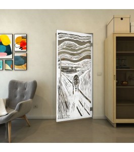 Pendeltür - Fineprint Model 133 Weiss auf Grauglas