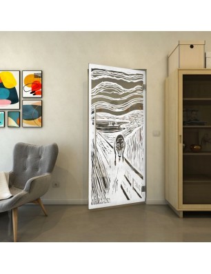 Pendeltür - Fineprint Model 133 Weiss auf Grauglas