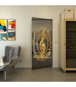 Pendeltür - Fineprint Model 134 Gold auf Grauglas