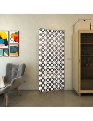 Pendeltür - Fineprint Model 142 Weiss auf Grauglas