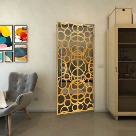 Pendeltür - Fineprint Model 144 Gold auf Grauglas