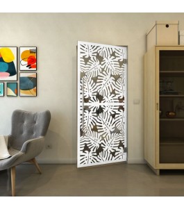Pendeltür - Fineprint Model 158 Weiss auf Grauglas