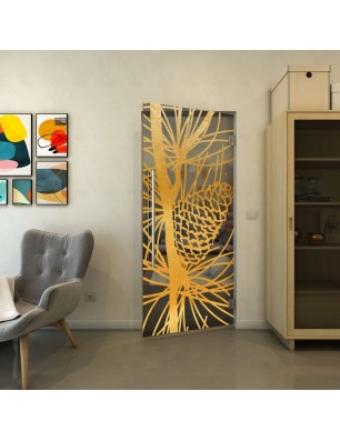 Pendeltür - Fineprint Model 169 Gold auf Grauglas