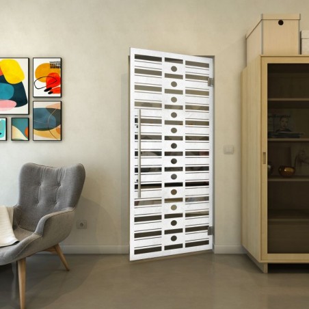 Pendeltür - Fineprint Model 174 Weiss auf Grauglas