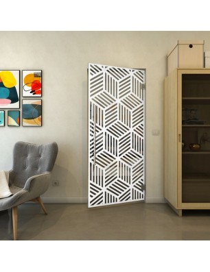 Pendeltür - Fineprint Model 179 Weiss auf Grauglas