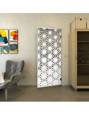 Pendeltür - Fineprint Model 187 Weiss auf Grauglas