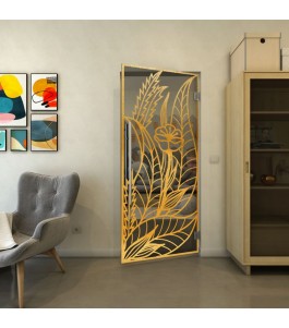 Pendeltür - Fineprint Model 195 Gold auf Grauglas