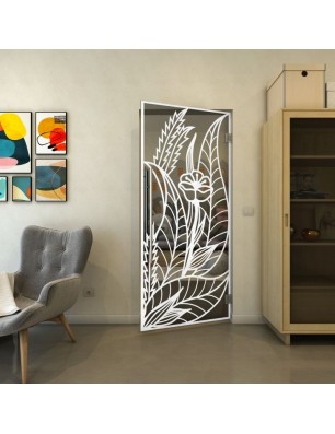 Pendeltür - Fineprint Model 195 Weiss auf Grauglas