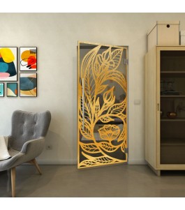 Pendeltür - Fineprint Model 196 Gold auf Grauglas