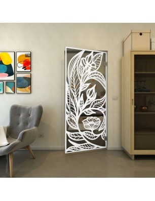Pendeltür - Fineprint Model 196 Weiss auf Grauglas