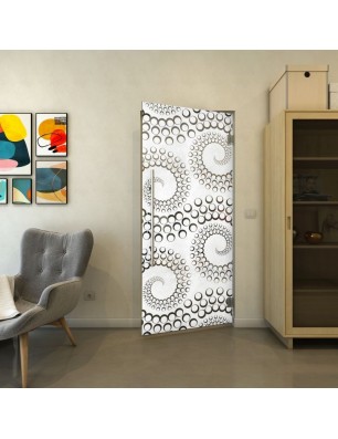 Pendeltür - Fineprint Model 198 Weiss auf Grauglas