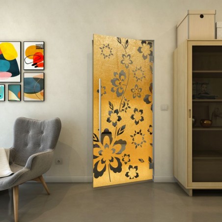 Pendeltür - Fineprint Model 199 Gold auf Grauglas