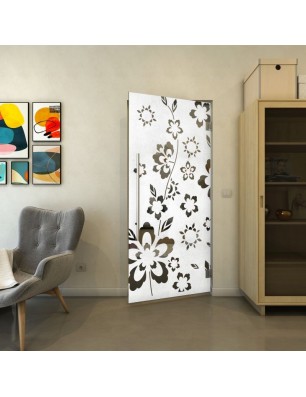 Pendeltür - Fineprint Model 199 Weiss auf Grauglas