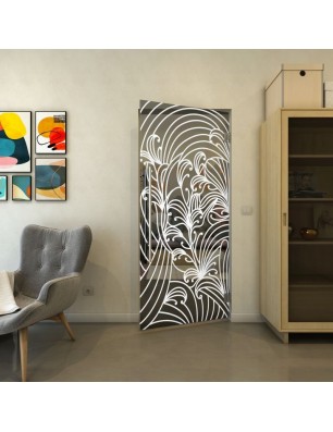 Pendeltür - Fineprint Model 200 Weiss auf Grauglas