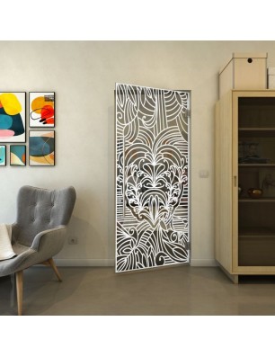 Pendeltür - Fineprint Model 201 Weiss auf Grauglas