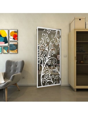 Pendeltür - Fineprint Model 204 Weiss auf Grauglas