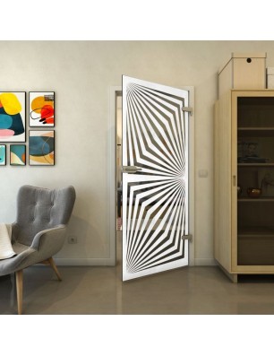 Ganzglastür - Fineprint Model 070 Weiss auf Grauglas