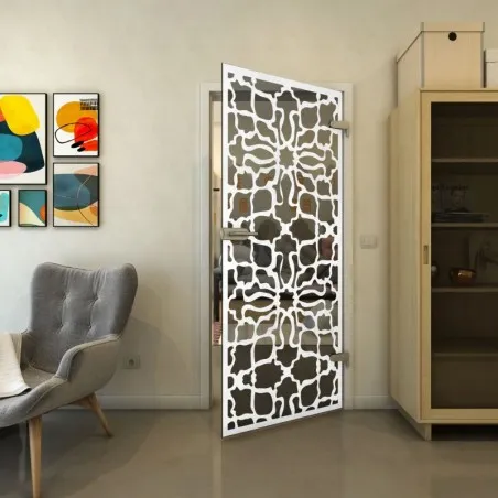 Ganzglastür - Fineprint Model 150 Weiss auf Grauglas