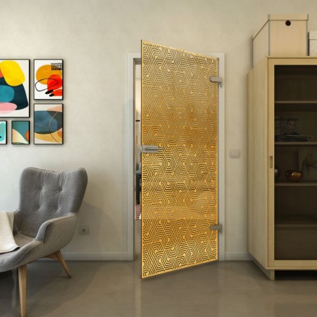 Ganzglastür - Fineprint Model 193 Gold auf Grauglas