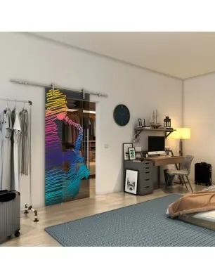 Glasschiebetür PIPE-LINE - Fineprint Model 106 Verlauf auf Grauglas