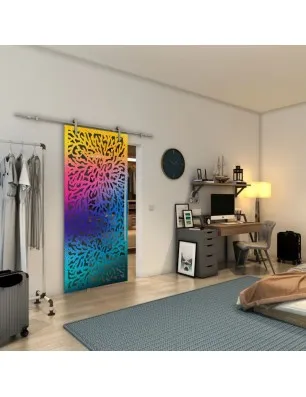 Glasschiebetür PIPE-LINE - Fineprint Model 168 Verlauf auf Grauglas