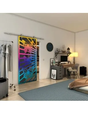 Glasschiebetür PIPE-LINE - Fineprint Model 176 Verlauf auf Grauglas