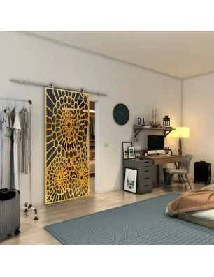 Glasschiebetür PIPE-LINE - Fineprint Model 188 Gold auf Grauglas