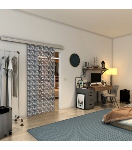 Glasschiebetür SLIM-LINE - Fineprint Model 003 Weiss auf Grauglas