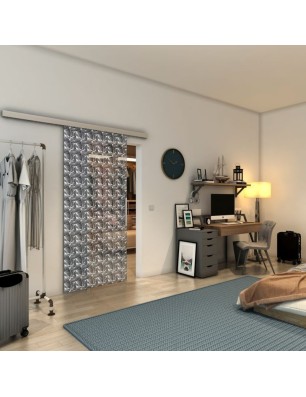 Glasschiebetür SLIM-LINE - Fineprint Model 003 Weiss auf Grauglas